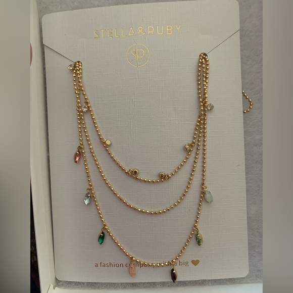 STELLA & RUBY “Twinkle Toes” Layered Multi Colored Necklace - Picture 6 of 7